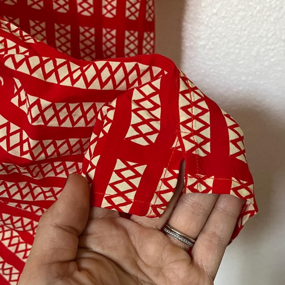 OAS Red and White Geometric Men's Shirt - Picture 3 of 4